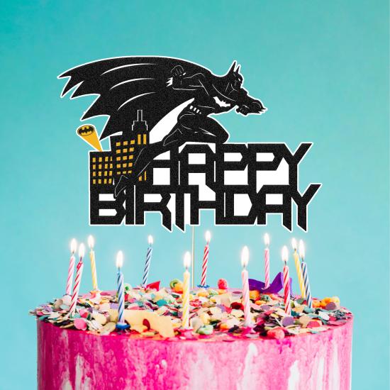 Batman Temalı Happy Birthday Pasta Süsü