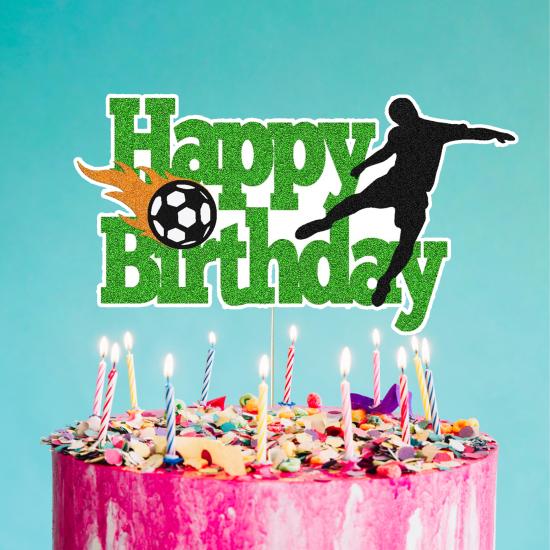 Futbol Temalı  Happy Birthday Pasta Süsü