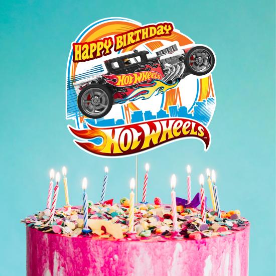 Hot Wheels Temalı Happy Birthday Pasta Süsü