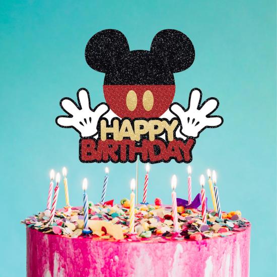 Mickey Mouse Temalı Happy Birthday Pasta Süsü