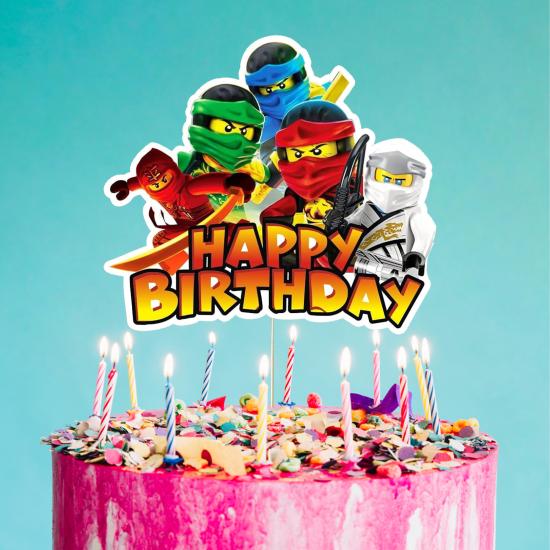Ninjago Temalı Happy Birthday Pasta Süsü