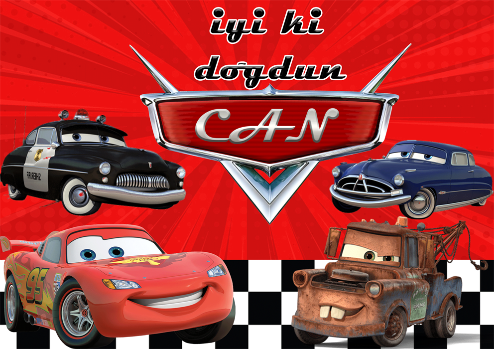 Kişiye Özel Cars Temalı Doğum Günü Afişi