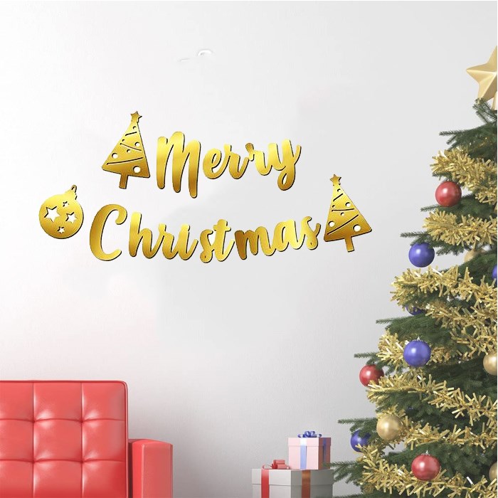 Gold Merry Christmas Kaligrafi Banner