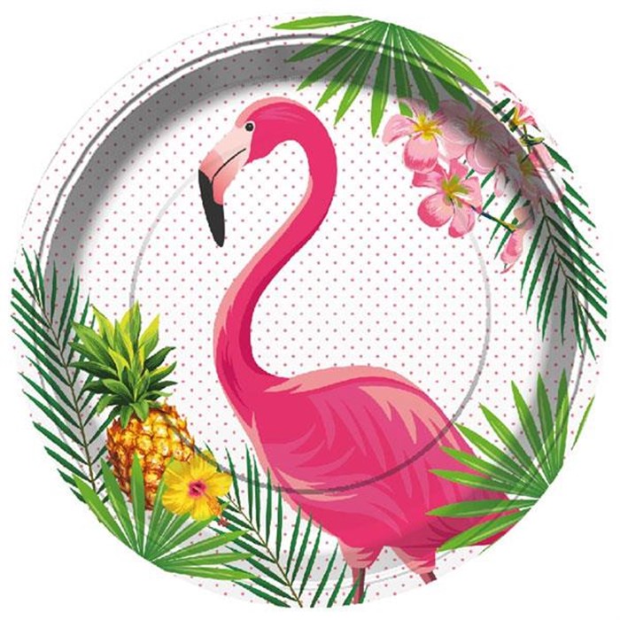 Flamingo Temalı Parti Karton Tabak 8 Adet 23 cm