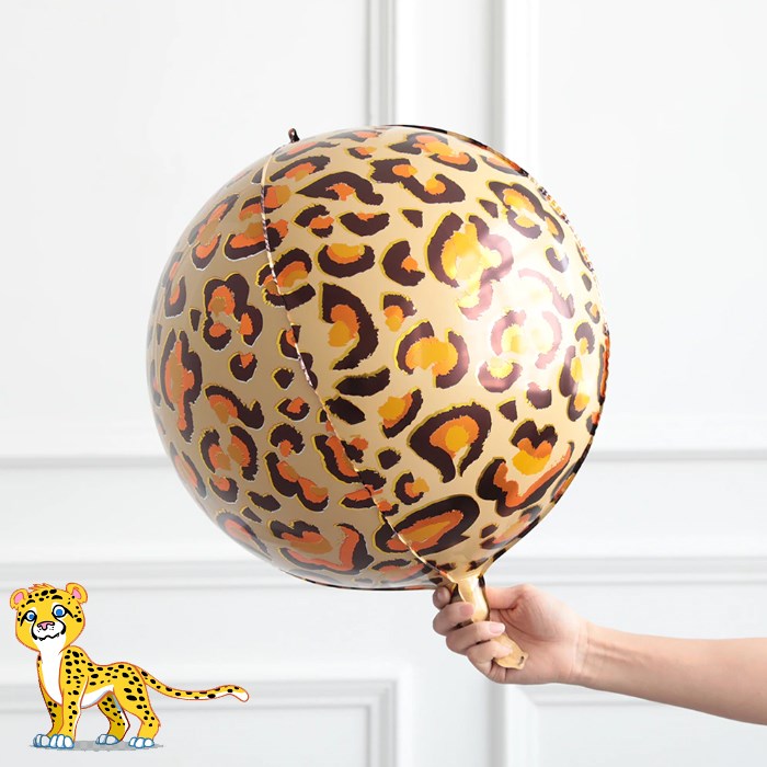 Leopar Desenli Küre Folyo Balon