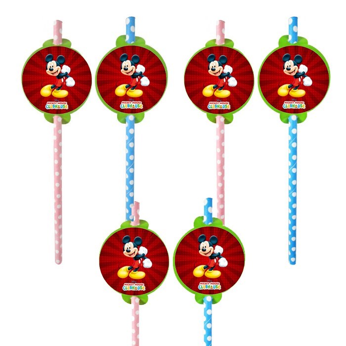 Mickey Mouse Temalı Lisanslı Pipet 6 adet