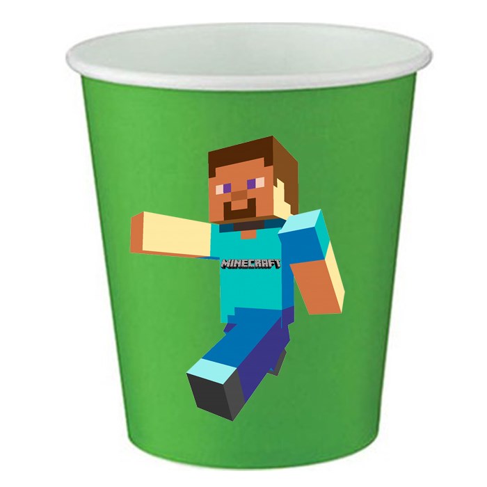 Minecraft Temalı Stickerlı Bardak - 5 Adet