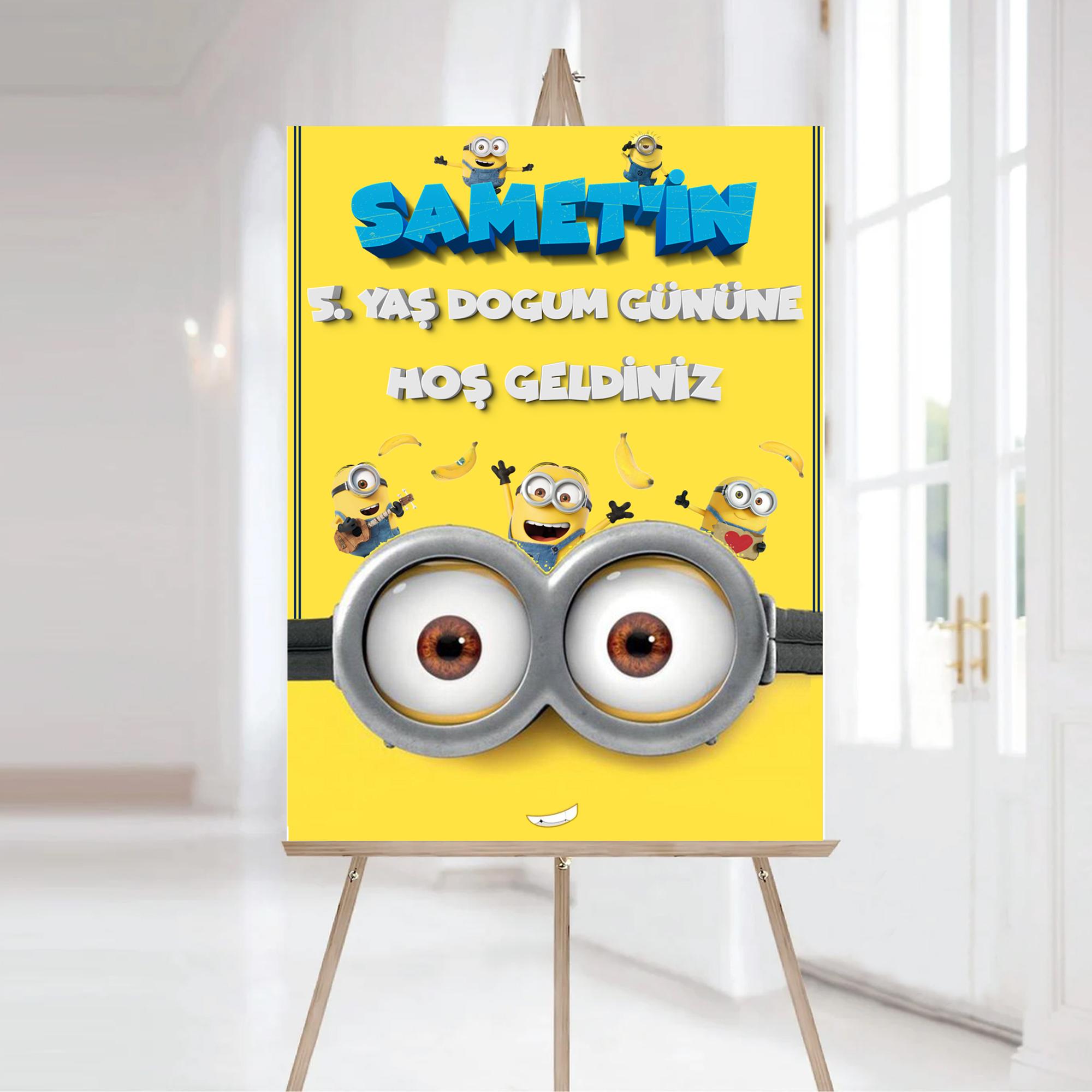 Minions Konsepti Karşılama Panosu Vinil Branda