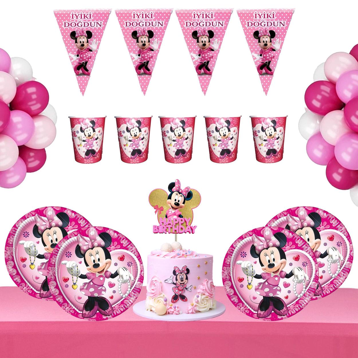 Minnie Mouse Temalı Doğum Günü Seti 8 Kişilik