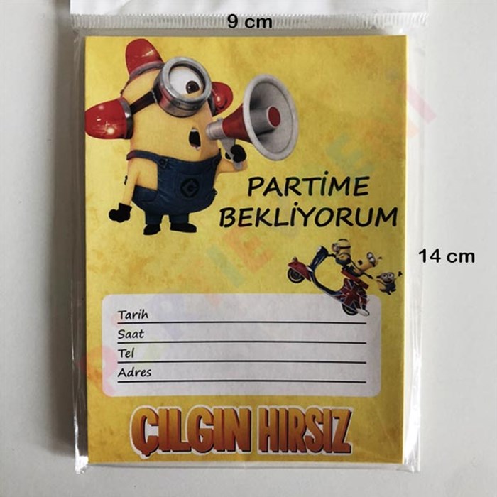 Minions Temalı Doğum Günü Temalı Davetiye - 10 Adet