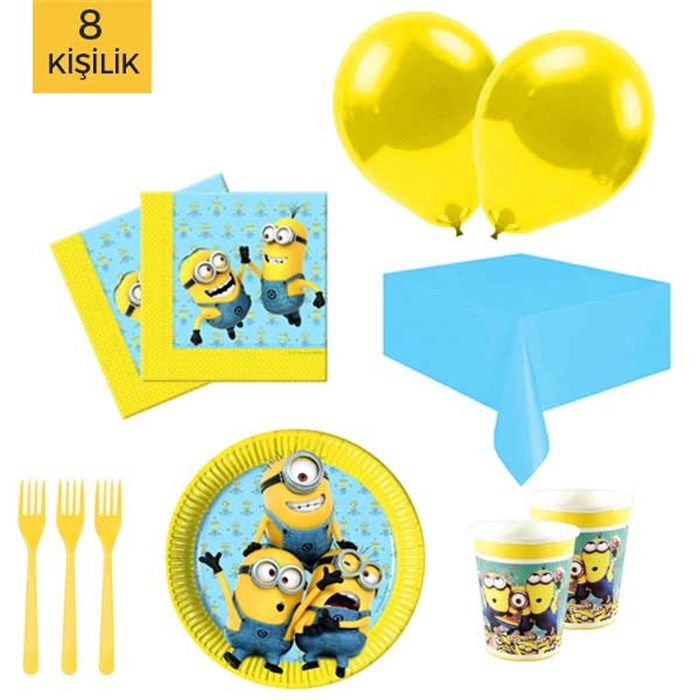 Minions Temalı Doğum Günü Ekonomik Parti Seti 8 Kişilik