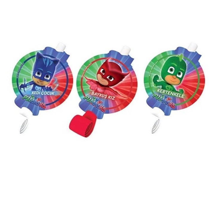 PJ Masks Pijamaskeliler Temalı Doğum Günü Kaynana Dili - 6 Adet