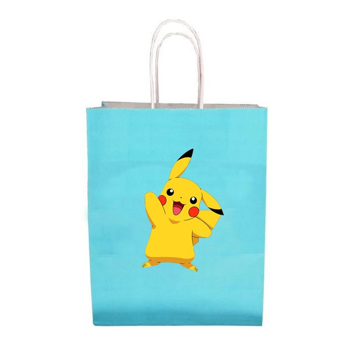 Pikachu Mavi Karton Hediye Çantası