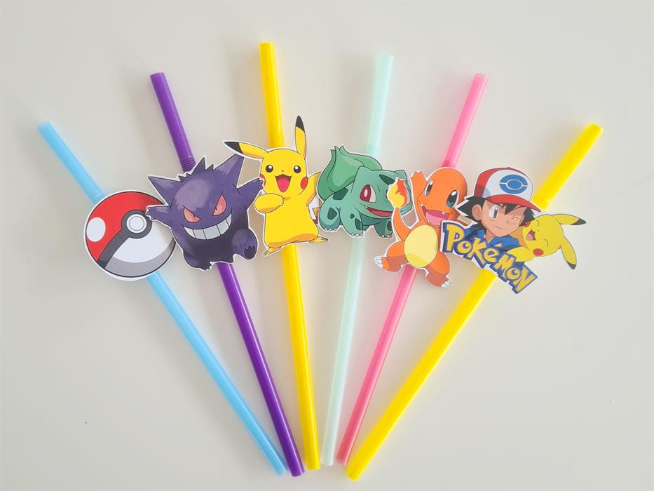 Pokemon Konseptli Pipet 6 Adet