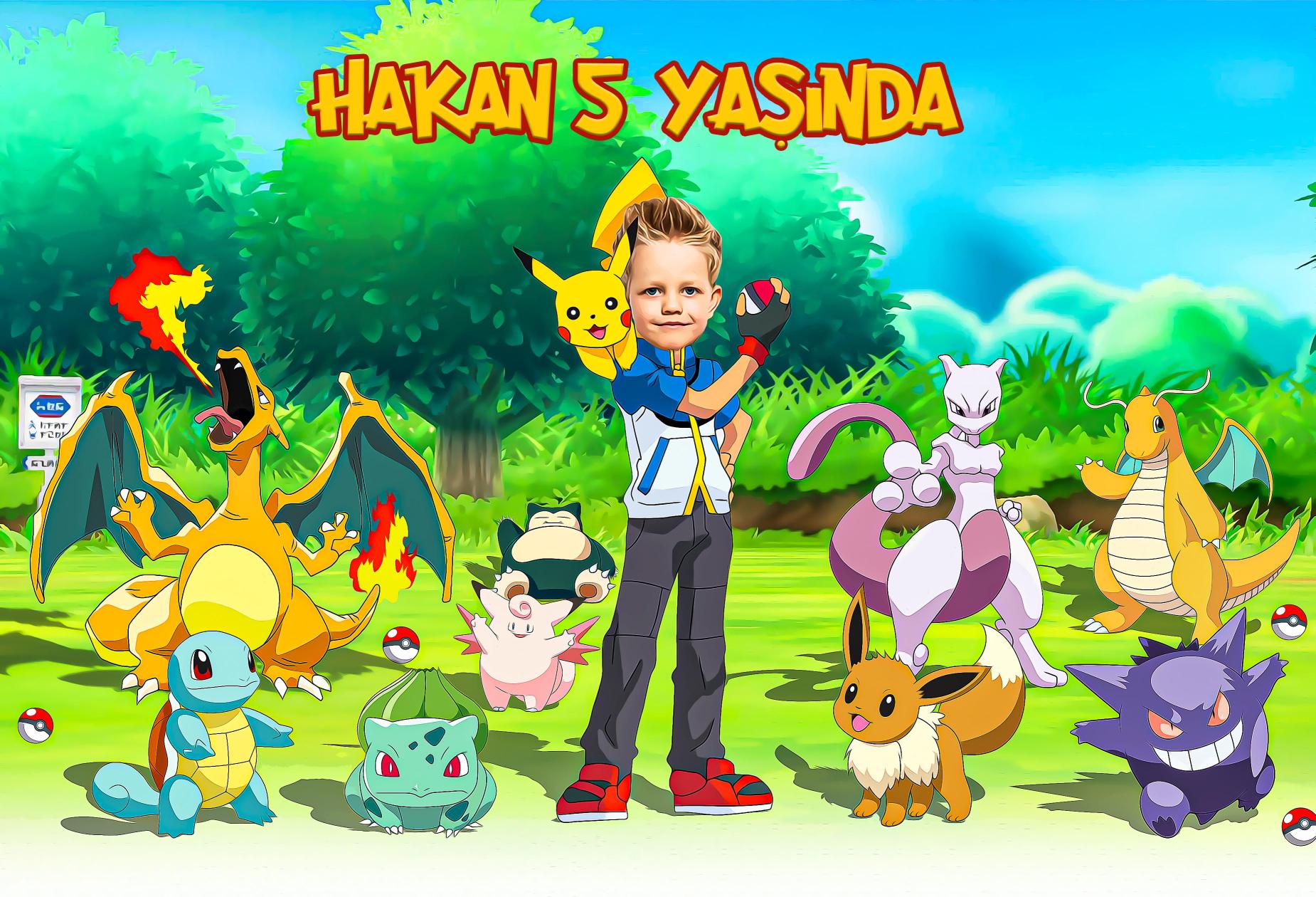 Pokemon Konsepti Kişiye Özel Doğum Günü Afişi