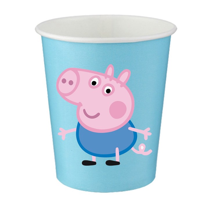 Peppa Pig Temalı Sticker Mavi Bardak - 5 Adet