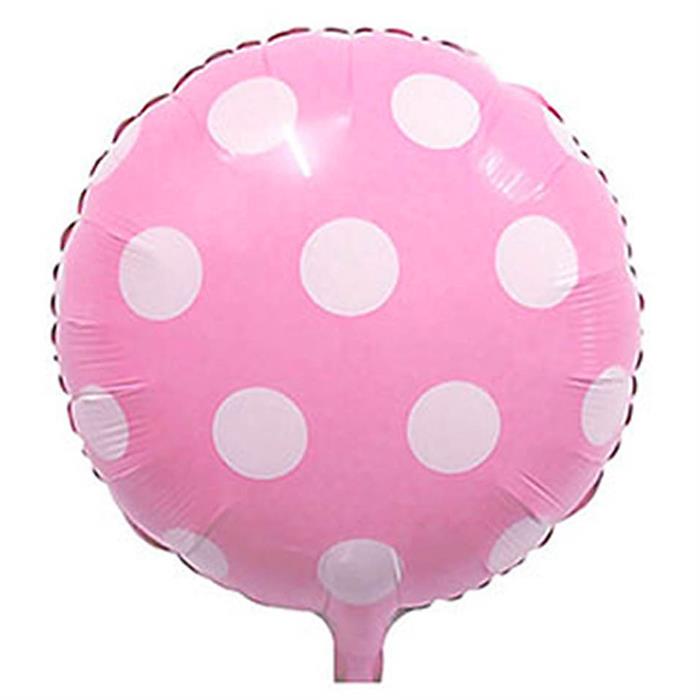 Pembe Puantiyeli Yuvarlak Folyo Balon - 45 cm