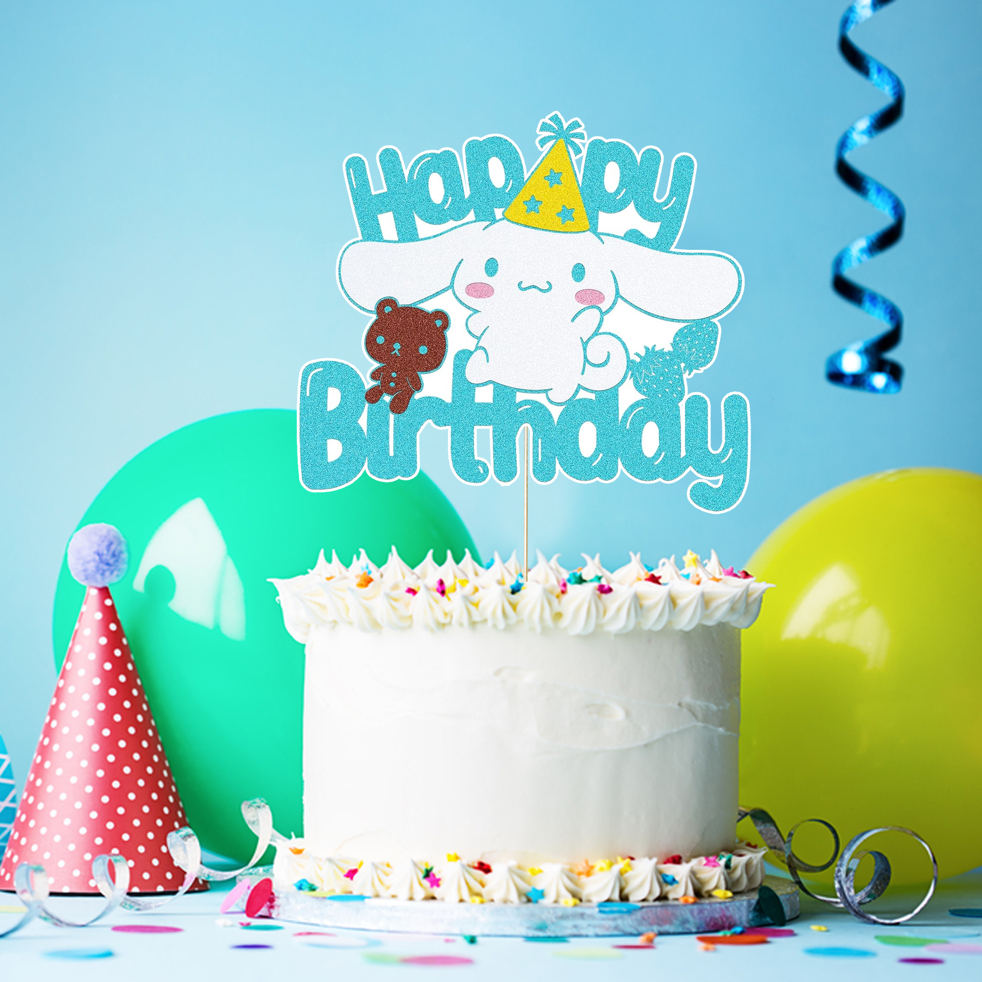 Cinnamoroll Konsepti Happy Birthday Pasta Süsü