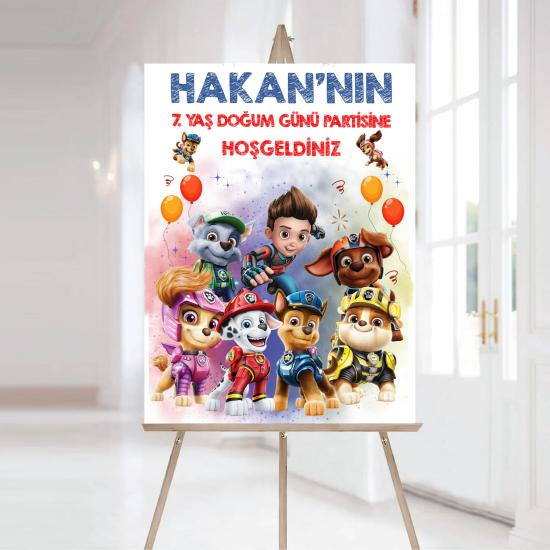 Paw Patrol Konsepti Karşılama Panosu Vinil Branda