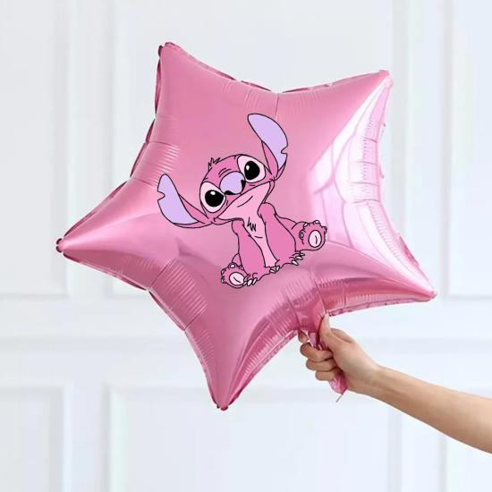 Pembe Stitch Çıkartmalı Folyo Balon 40 cm