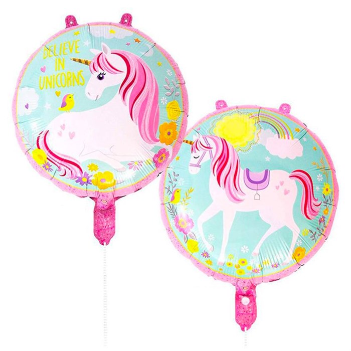 Unicorn Konsepti Yuvarlak Folyo Balon